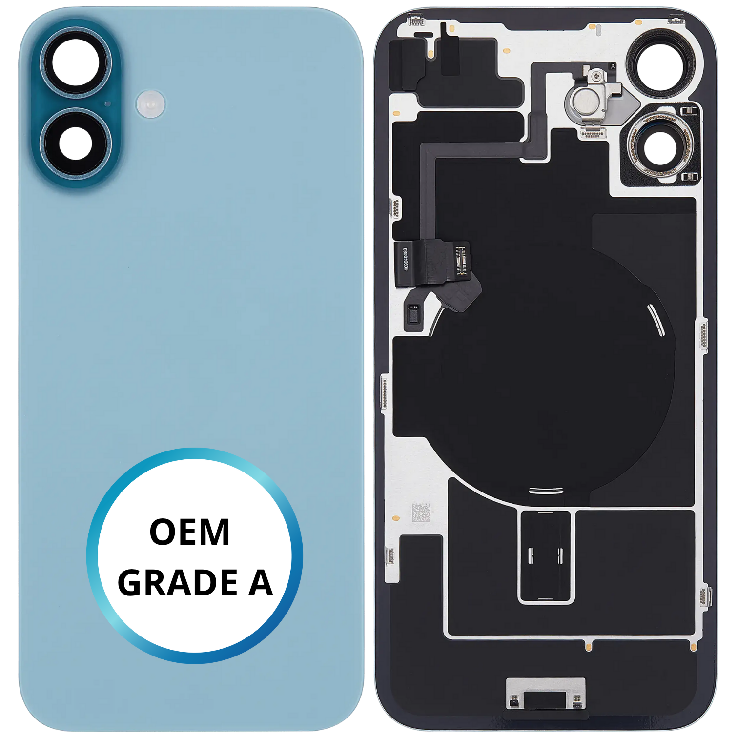 Vitre arrière assemblée - iPhone 16 PLUS - Vert Sarcelle - NFC + FLASH (ORIGINAL PULLED GRADE A)