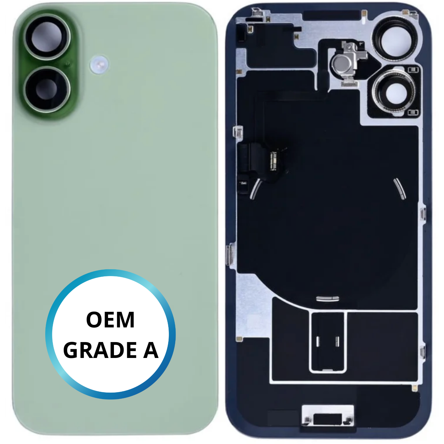 Vitre arrière assemblée - iPhone 17 - Vert Sauge - NFC + FLASH (ORIGINAL PULLED GRADE A)